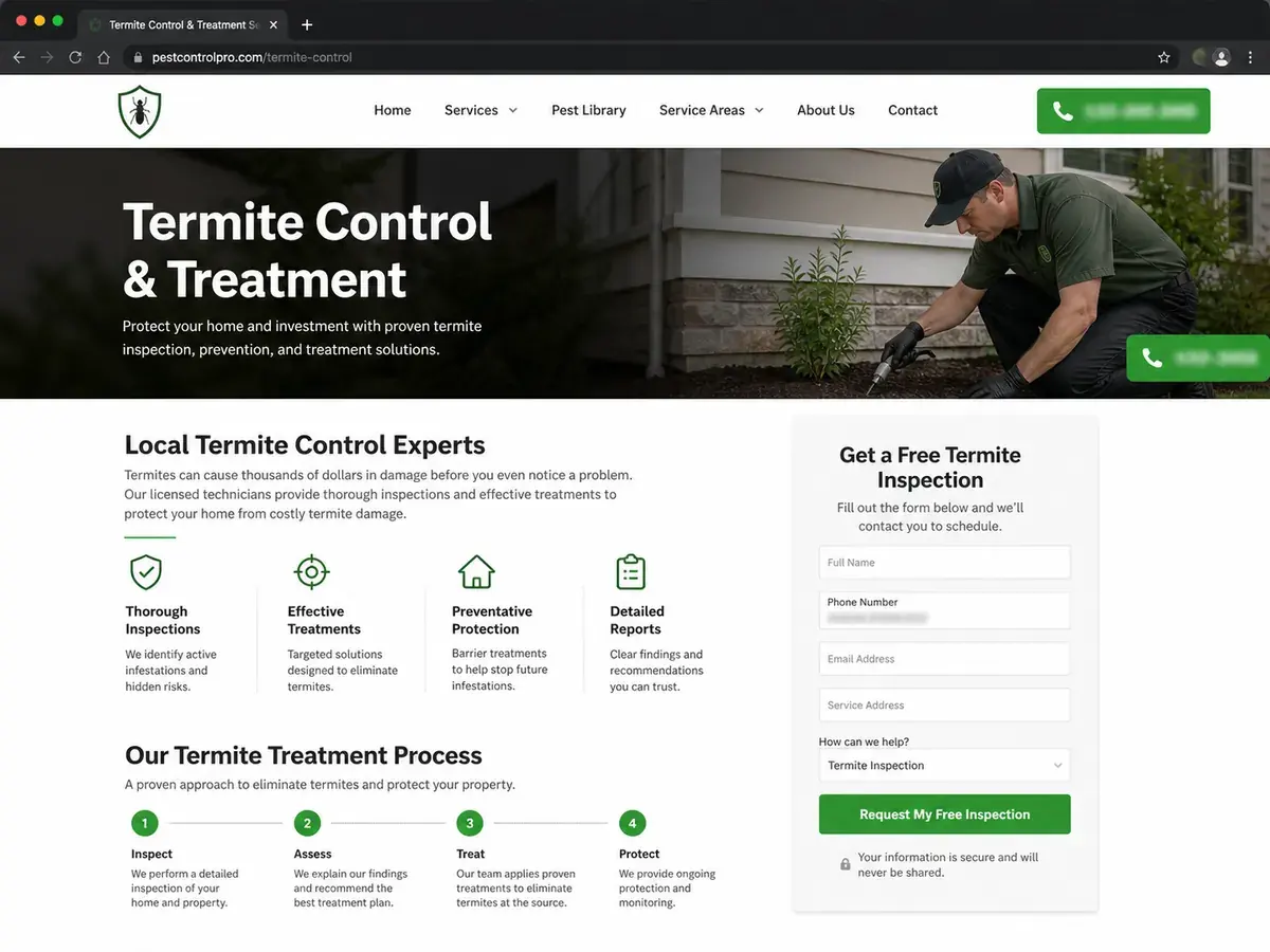Service pages, town pages and seasonal content